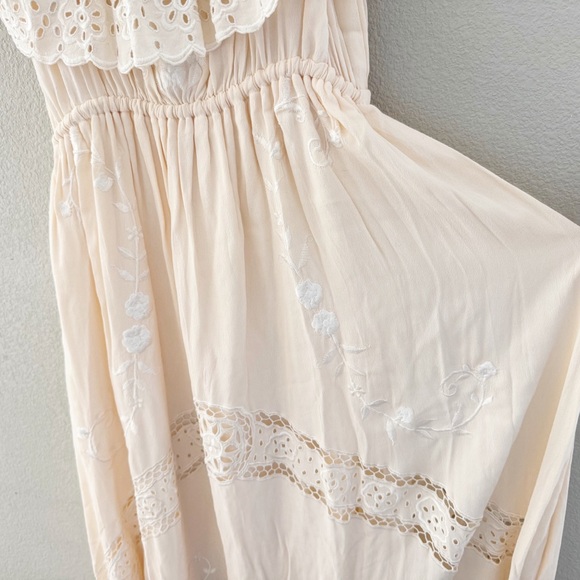 Free People Tambourine Off Shoulder Maxi Dress Large Blush Pink Boho Ethereal - Picture 13 of 15